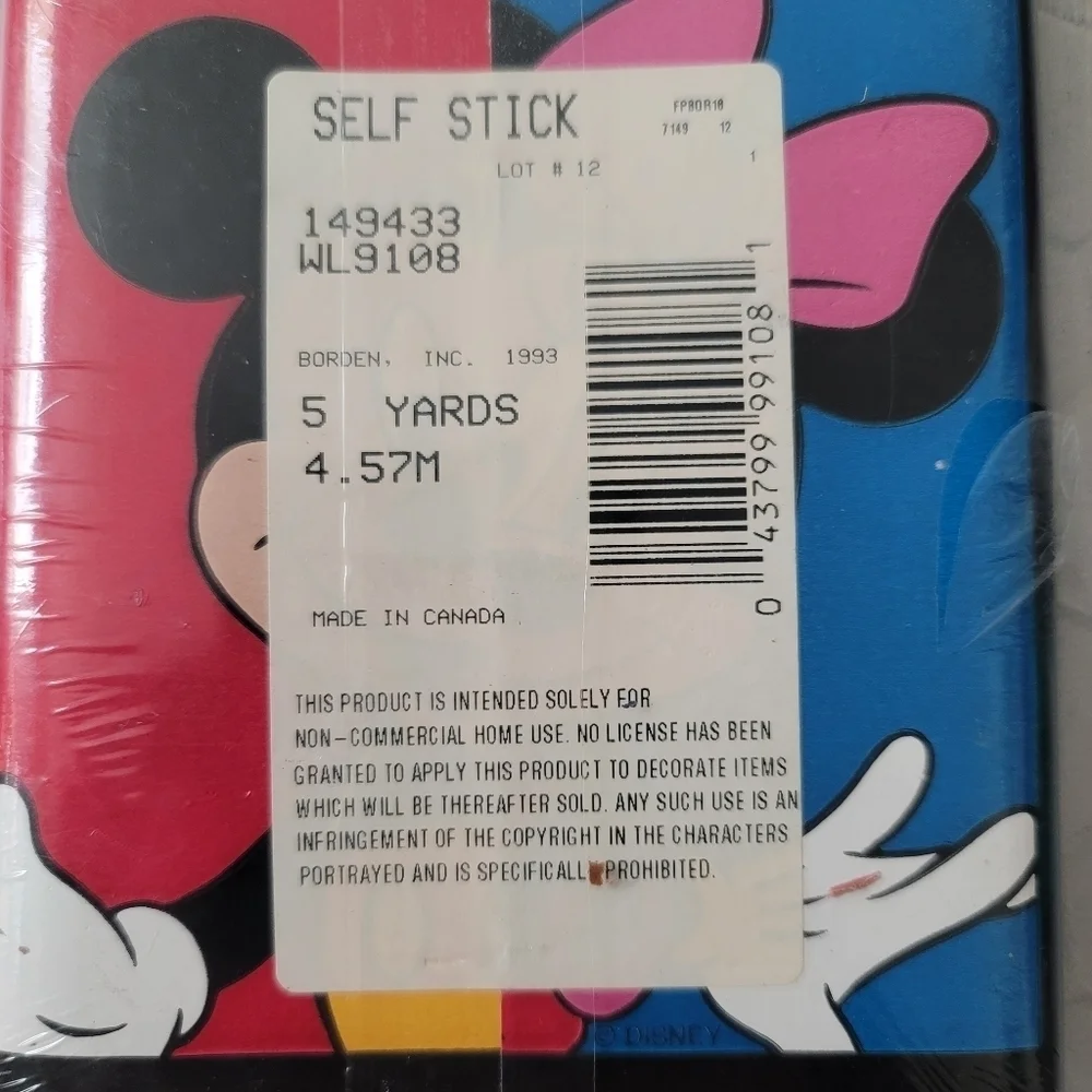 VTG Mickey's Stuff for Kids Self-Stick Border Wall Decor 8.5 SQ FT